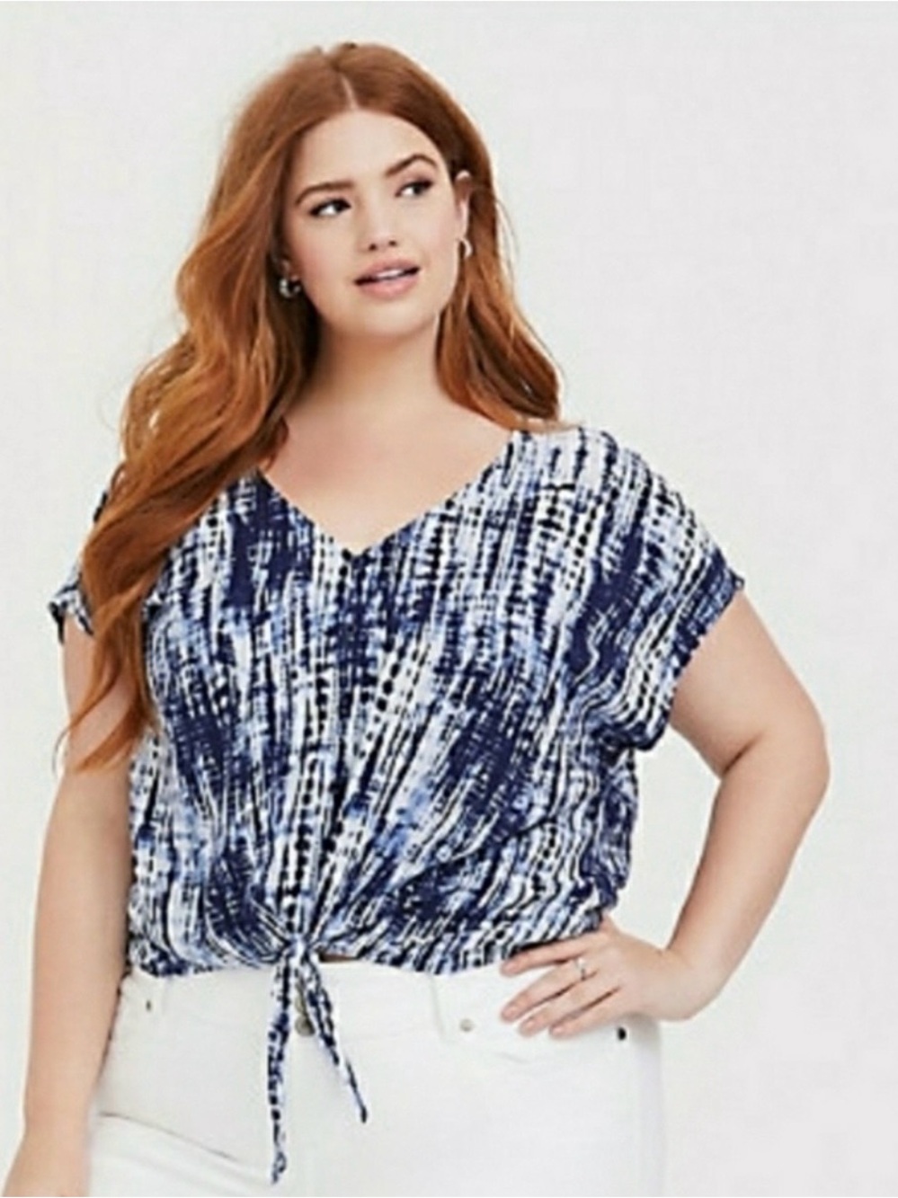 Torrid Blue Pattern Button Down with Knot Tie Size 3X